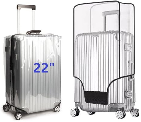 FABULWAY Lot de 2 housses de protection transparentes en PVC pour valises à roulettes, étanches et anti-poussière, claire, 22, Housse de valise étanche pour bagage