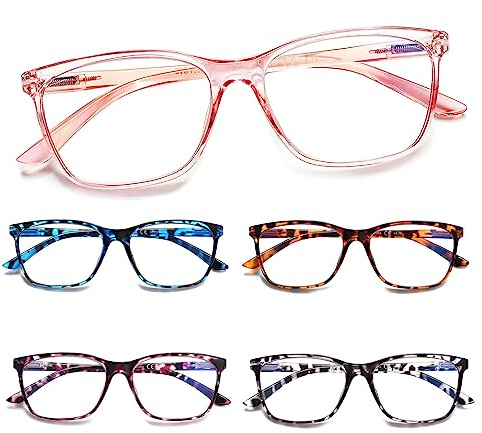 COJWIS 5 Pack Damen Lesebrille Blaulichtfilter Brille Federscharnier ultraleicht Lesehilfe (5 Farbe Mischen-4, 1.25, multiplier_x)