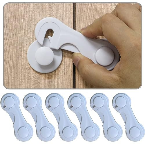 RYMAUP® 6er Pack Kindersicherheitsschrank Schubladen, Schrank- und Schubladensperren, Starkes Klebeband, Kein Bohren, Langlebig, Weiß, Ideal für Möbel, Küche, Schranktür