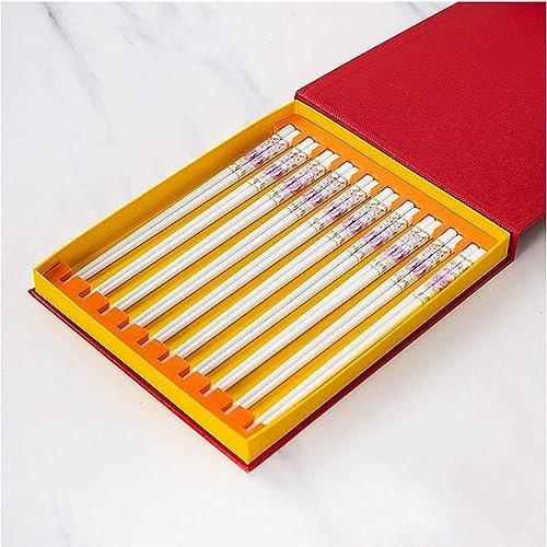 palillos chinos acero inoxidable palillos coreanos Palillos, 10 pares de palillos chinos reutilizables de cerámica, juego de regalo de palillos chinos de porcelana(Color:10,Size:)