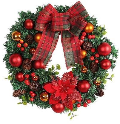 Aizuoni Weihnachts-Haustürkranz - Tannenzapfen Winterkränze Weihnachtsdekorationen | Tannengirlande Weihnachten,Weihnachten Girlande,Weihnachtsdeko,Künstlicher Weihnachten