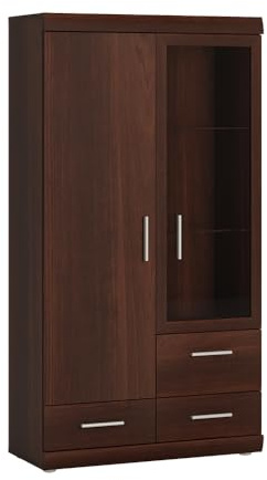 Lomadox Highboard 80 cm Nussbaum Wohnzimmerschrank Vitrinenschrank Vitrine Stauraumschrank Geschirrschrank