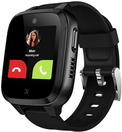 XPLORA Kidzi - Teléfono Reloj 4G para niños (con SIM) - Llamadas, Mensajes, Modo Colegio, SOS, GPS, Cámara y Podómetro - Incluye 3 Meses de suscripción Gratuita (Negro)