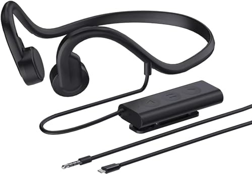 DESAV Wired Bone Conduction Headphones, 3.5Mm Or TYPE C, Open-Ear Outdoor Headset, Waterproof Sweatproof Noise Reduction with Mic, for Running, Sports, Fitness,3.5mm/Type C