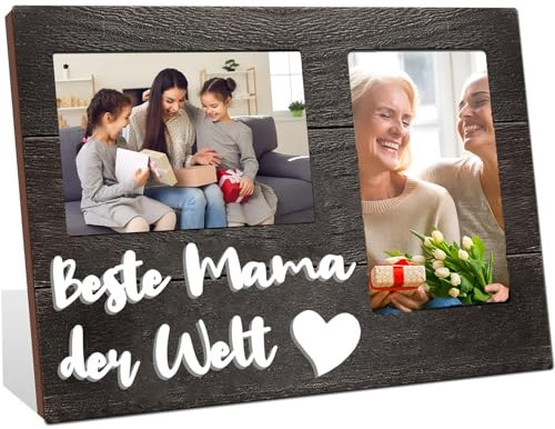 WJMSDK Geschenke für Mama Herzlicher Bilderrahmen 2 Fotos| Personalisiertes Fotogeschenk 31,7 x 19,8 cm -Geburtstagsgeschenk für Mama, Weihnachten & Muttertag