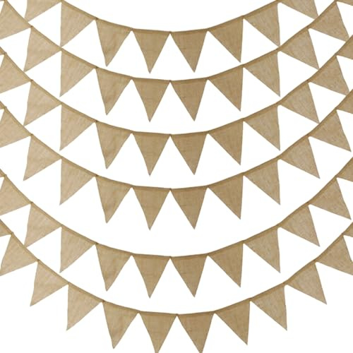 6 Stück Wimpelkette Outdoor Wimpel Leinenimitat Girlandege Wimpel Banner Wimpelgirlande Flaggen Leinenimitat Wimpelkette für Hochzeit Party Wimpel Geburtstagsfeier Weihnachten