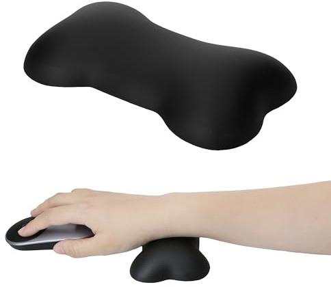kwmobile Handballenauflage aus Silikon und Kunstleder - Ergonomische Handgelenkauflage - Handauflage für Büro Gaming Schreibtisch - Handgelenkstütze in Schwarz