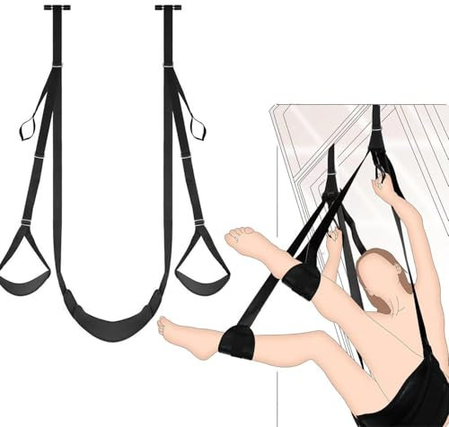 Sex Swing with Seat BDSM Door Hanging Bondage Set Sex Position Love Sling for Door with Thick Cushion Adjustable Straps Bondage Restraint BDSM Sex Toy for Couples