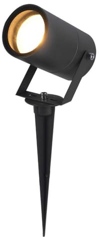 HOFTRONIC - Spikey Faretto LED da giardino in alluminio – IP65 impermeabile – Attacco GU10 – Dimmerabile – Faretto da picchetto nero (RAL9004)