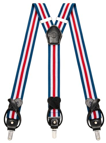 Kohentact Suspenders for Men Fully Adjustable 1.4in Y-Back Convertible End with Clips + 6 Buttons