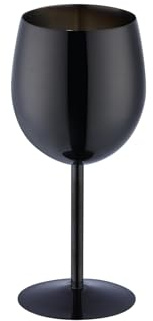SBOMHS Rotweingläser mit Stiel 1 Stück Weißweingläser ca.350ml Weingläser aus 18/10 Edelstahl Kelch Gläser für Cocktails Champagner Whiskey Biergläser (Schwarz)