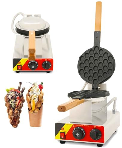 Máquina para hacer gofres de burbujas, 1000W máquina comercial para hacer gofres con burbujas, 5 minutos de calentamiento rápido, máquina para hacer conos eléctricos para el hogar, cafetería