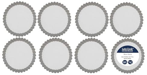 Lets Cook Cookware - Lot de 8 moules à tartelettes à tartelettes à base fixe pour tartelettes, tartelettes, tartelettes, tartelettes, tartelettes, tartelettes, tartelettes, tartelettes, tartelettes