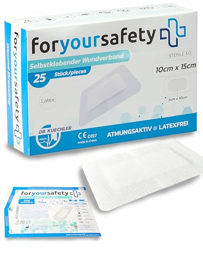 Dr. Kuechler Medical FORYOURSAFETY Wundpflaster-besonders hautfreundlich-einzeln steril verpackt-Pflaster latexfrei, ausgezeichnet haftend, für privat, Ärzte, Krankenhäuser