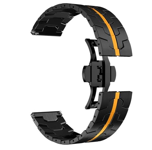 VRKRTVBLB Bracelet de montre en métal en acier inoxydable 20 mm 22 mm Bracelet universel à boucle déployante for hommes et femmes(Black orange,22mm)