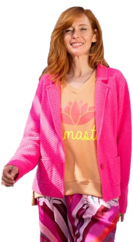 Miss Goodlife MG9544 dam dubbelknäppt tweed-blazer peace!, Love!, GOODVIBES, neonrosa/neon orange, Neon rosa/neonorange, XL