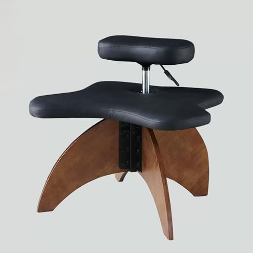 LULUMAIC Ergonomischer Kniestuhl, Haltungsstuhl aus Holz, höhenverstellbarer Meditationsstuhl mit Kissen, Kniestuhl mit gekreuzten Beinen, Schreibtischhocker für Zuhause und Büro zur Unterstützung der