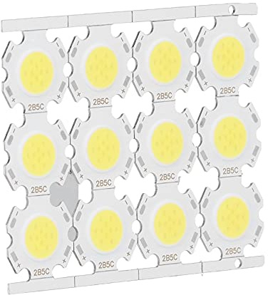 Yctze Dioda Led 5W 12 Uds Chips Led Componente Emisor de Luz Cob 5W 15-17V para Focos Lámpara de Techo Downlight Chips Led (luz blanca)