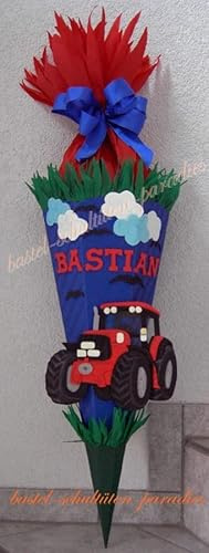 Schultüten Bastelset Traktor blau-grün-rot MaterialType 3D Wellpappe-Rohling