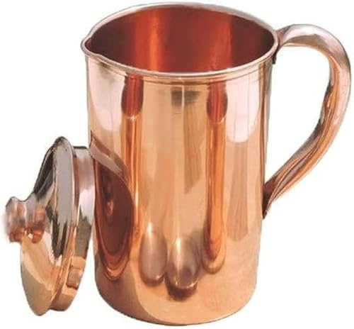 Pure Copper - Jarra de agua de 2 litros, a prueba de fugas, costuras menos suaves, diseño con acabado (paquete de 1)