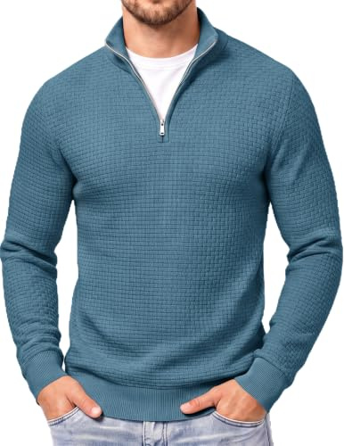 Coofandy Pull d'hiver à Manches Longues avec Fermeture éclair et col Montant pour Homme