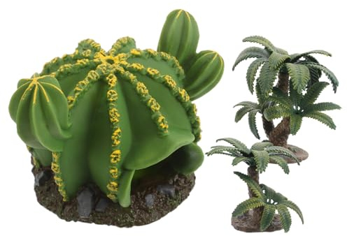 Milisten 3 pièces Figurines Cactus Miniatures Réalistes pour Décor Terrarium Reptile Accessoires Miniature Durable et Éducatif sans Entretien