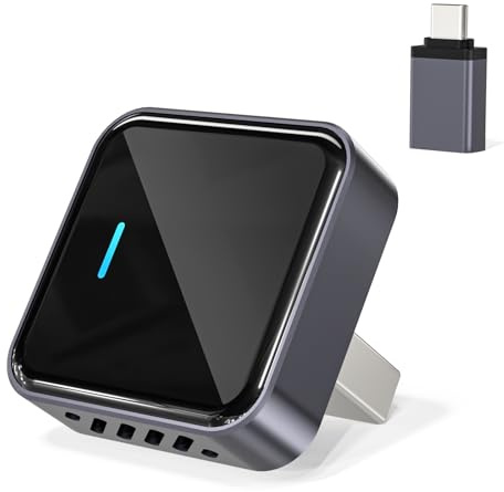 Adattatore CarPlay Wireless per iPhone, Trasforma CarPlay cablato in wireless, Formato mini con adattatore da USB-A a USB-C, Connessione stabile e senza ritardi