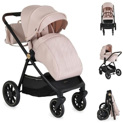 Cangaroo Kombikinderwagen Celebrity 2 in 1 Stoßdämpfer PU-Rollen Wickeltasche rosa
