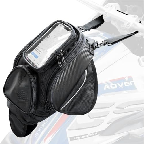 Rankomu Sacoche de réservoir de Moto magnétique étanche Navigation écran Tactile téléphone Portable fenêtre réfléchissante Amovible bandoulière 35x8.9x21 cm