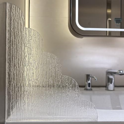 Einzigartiges Design Badezimmer Spritzschutz, Groß 9,1 x 11,5 Zoll Acryl Wassersperre mit Silikonbasis, Klar Wasserdicht Eckenschutz für Dusche, 2 Stück