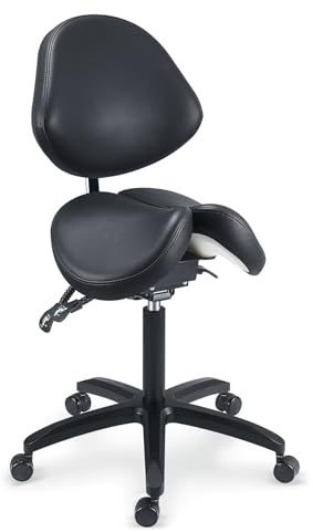 SFKLYU Ergonomischer Sattelhocker mit Geteilter Sitzfläche, 360° Drehbarer Bürostuhl für Salon, Spa, Kosmetikstudio, Massagepraxis, Zahnarztpraxis und Homeoffice,A3