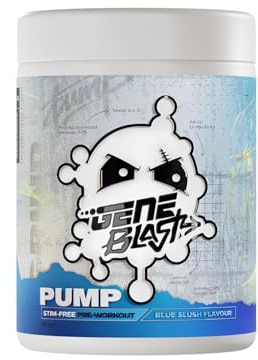 Gene Blast Stim Free Pump Pre Workout Powder – 8g Pure L Citrulline Nitric Oxide Formula with HydroPrime®, Caffeine Free Gym Supplement (Blue Slush)