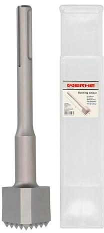 WERHE SDS Max Stockermeißel, 33 Zähne, 240 mm, Dreiecksform 18 mm, Stahl | 15 lange scharfe und 18 kurze Zähne, gleichmäßiger Abtrag, ideal für Beton, Stein, Mauerwerk vor Beschichtung, 1,1 kg