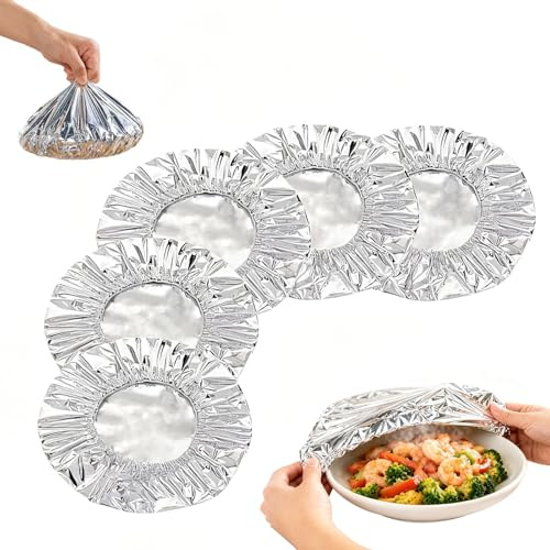 50Pcs Repeatable Aluminum Foil Film Insulation Cover | Aluminium Foil Covers For Food, Adjustable Aluminum Foil Dough Bowl Cover,Fresh Keeping Bags for Fruit