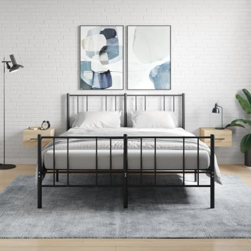Plumbpyr Comodino da parete in rovere Sonoma, 2 pezzi, 35 x 35 x 20 cm, sospeso, con scaffale, per camera da letto, ufficio, corridoio, ripostiglio