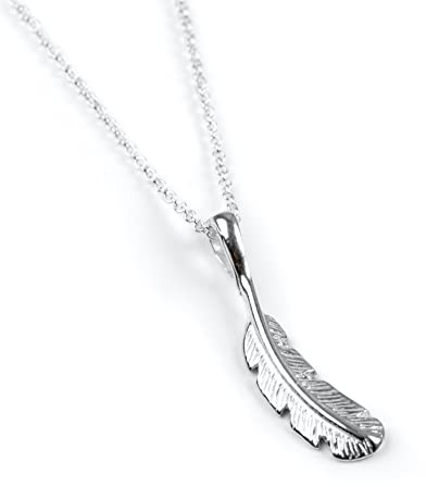 HENRYKA Silber Klein Vogel Feder Halskette mit Bernstein, für Frauen, Unisex, 925 Sterling Silber, Schmuck, Halskette