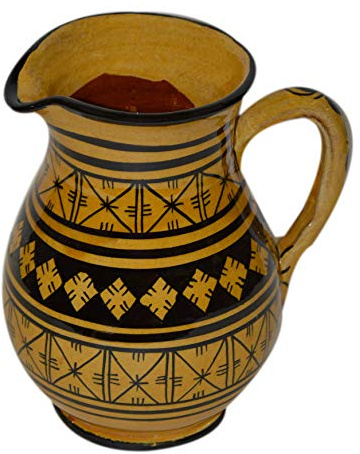 Moroccan Pitchers Sangria Handmade Ceramic Carafe Beverage Dispenser Jar Cooler Easy Pour 58 oz