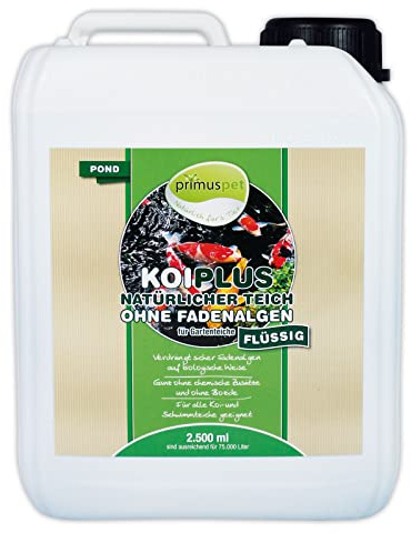 primuspet NEUHEIT KOIPLUS Natürlicher Teich ohne Fadenalgen - FLÜSSIG (Verdrängt Fadenalgen ohne chemische Zusätze, algenfreier Gartenteich), Inhalt:2.5 Liter