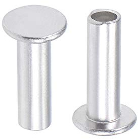sourcing map 100Pcs M5x16mm Aluminium Tête plate Semi-tubulaire Rivets Argenté