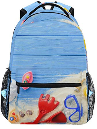 Strandspielzeug Blau Holz Schulrucksack für Jungen Mädchen Kinder Reisetasche Bookbag