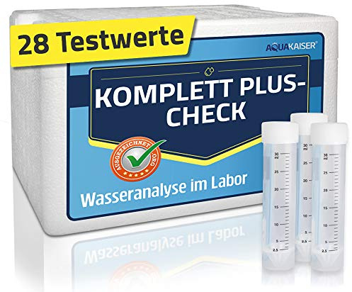 Wassertest Komplett Plus – umfangreicher Wassertest auf 28 Prüfwerte – Legionellen, Schwermetalle, Bakterien…