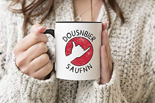 Bier Dousnbier Saufnn Beer Lovers Party Black Handle Mug Coffee Tea Mug 330ml Cup