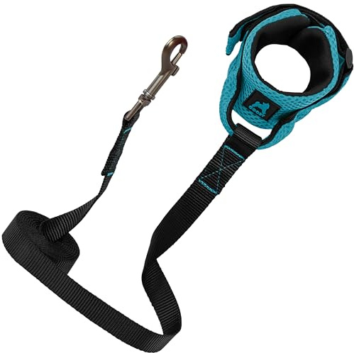 Gooby Soft Mesh Wrist Band Surfer Leash - Turquoise, 6 FT - Comfortable Hands Free Leash with Elastic Band for Small, Medium and Large Dogs