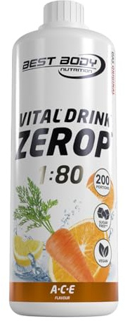 Best Body Nutrition Zerop Getränkekonzentrat ACE, 1 l | Zuckerfrei, ohne Aspartam, kalorienarm, mit Vitamin B1, B6 und Niacin, Mischverhältnis 1:80, Geschmack ACE