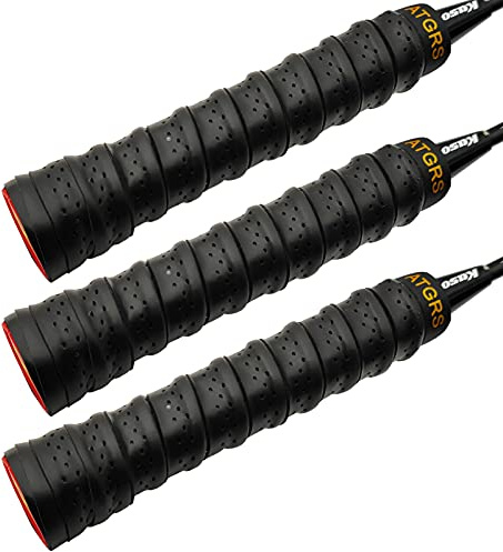 ATGRS Tennis Grip Tacky Tennis Racket Grip Tape Absorbent Anti-Slip Overgrip for Tennis Badminton Pickleball Racquet Handle Grip with Damping Ridges Overgrips (Black)