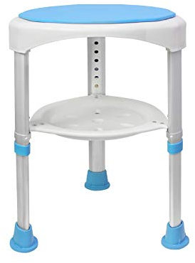 Aufun Duschhocker Duschstuhl 360°Drehbar Badehocker und 45-57cm Höhenverstellbar, Alu und Kunststoff Badestuhl Duschsitz mit Anti-Rutsch fußpolster für Alter, Kinder und Schwangere(Modell B)