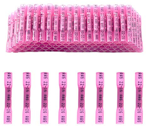 CEEYSEE 100Stücke Kabelverbinder Isolierte Wasserdichte Quetschverbinder Schrumpfverbinder Quetschverbinder - für 0.5-1.5mm² Kabel(Rot/DRTH)