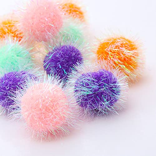 Osvela Kattboll leksak kattleksak pom pom gnistrande luddiga bollar 5 cm interaktiv kattleksak blandade färger 12-pack