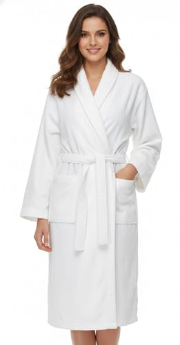 100% Cotton Bathrobe Unisex | Men Women 52 x 70 Bath Robe Plush Velour | Shawl Collar | Spa, Sauna, Shower