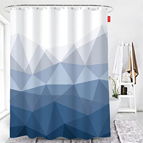 Lindong Farbverlauf Duschvorhang 240x200cm Wasserabweisend Anti-Schimmel Stoff Badezimmervorhang, Blau 240x200cm